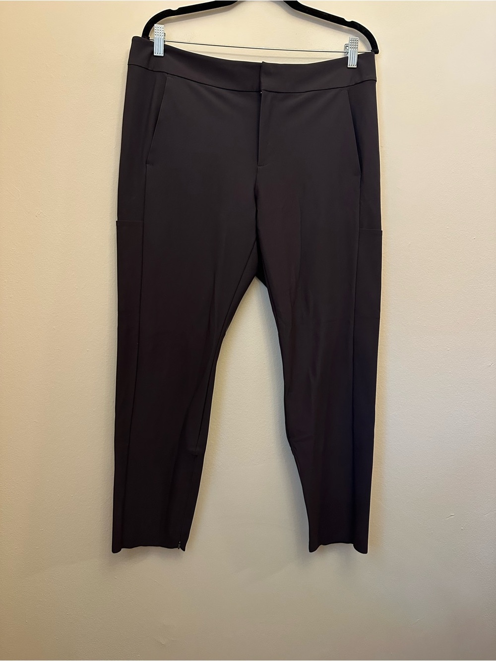 Athleta Stellar Trouser Crop Pants Espresso Brown Stretch Pull-On Career Sz 16